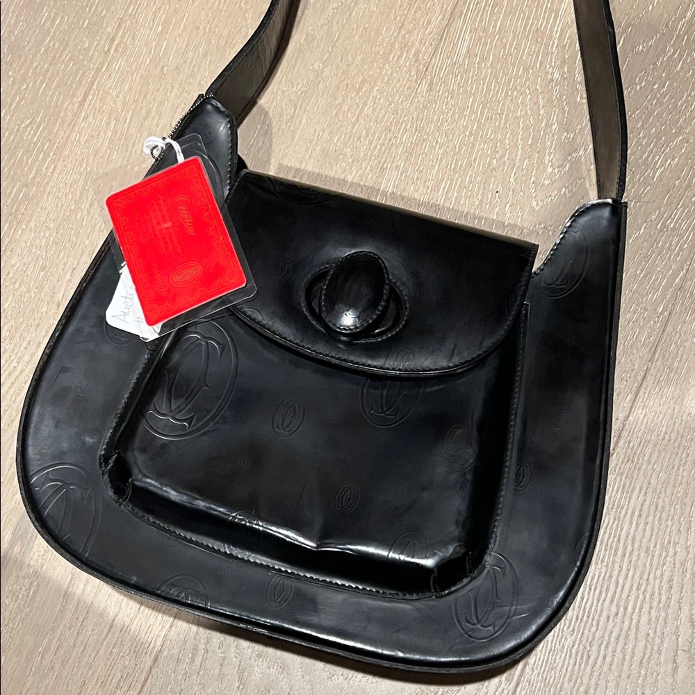 Vintage Cartier Birthday Bag Black Patent Leather + Authenticity Card
